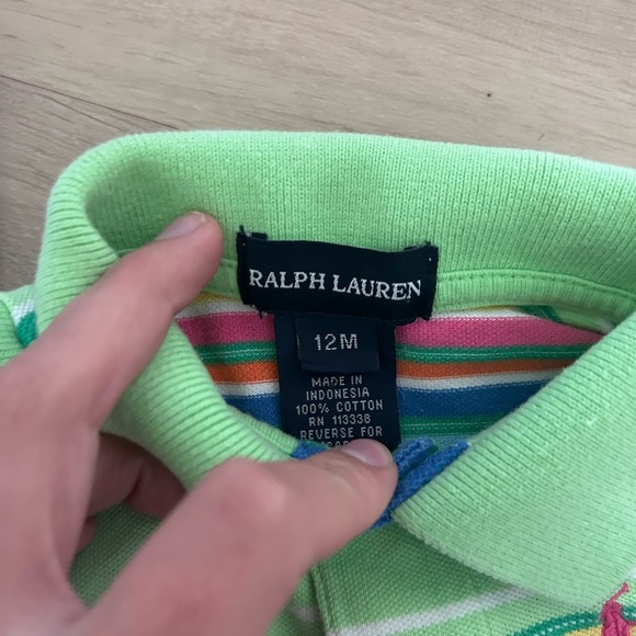 Ralph Lauren Kids Y2K  Striped Polo Shirts - Pink and Green - Picture 5 of 5